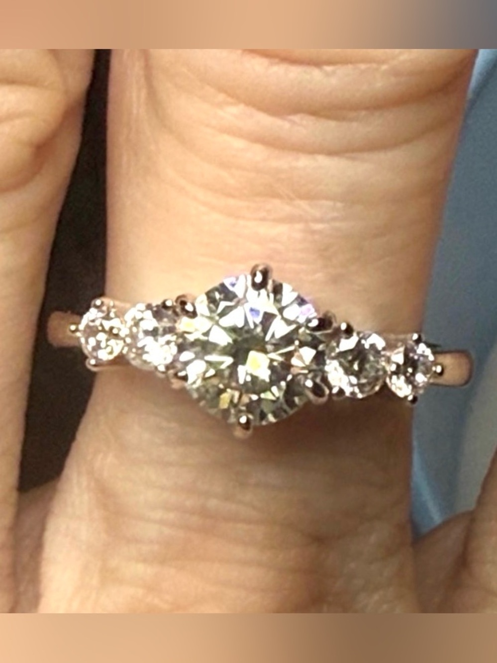 GRA CERTIFIED Moissanite Diamond Round Five-Stone Ring 925 Sterling Silver